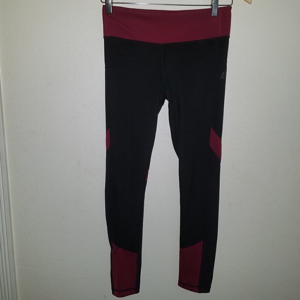 adidas Climalite Black Purple Leggings Cropped Size Small